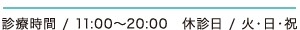 診療時間/11:00~20:00